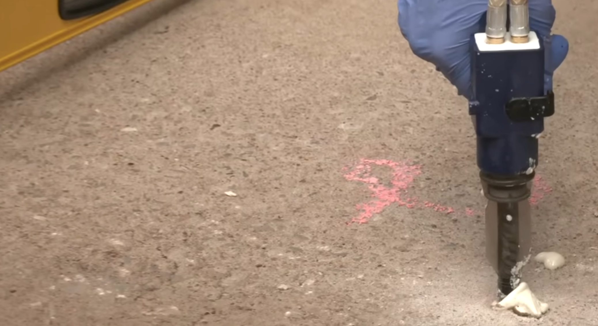 Polyurethane foam lifting sunken concrete
